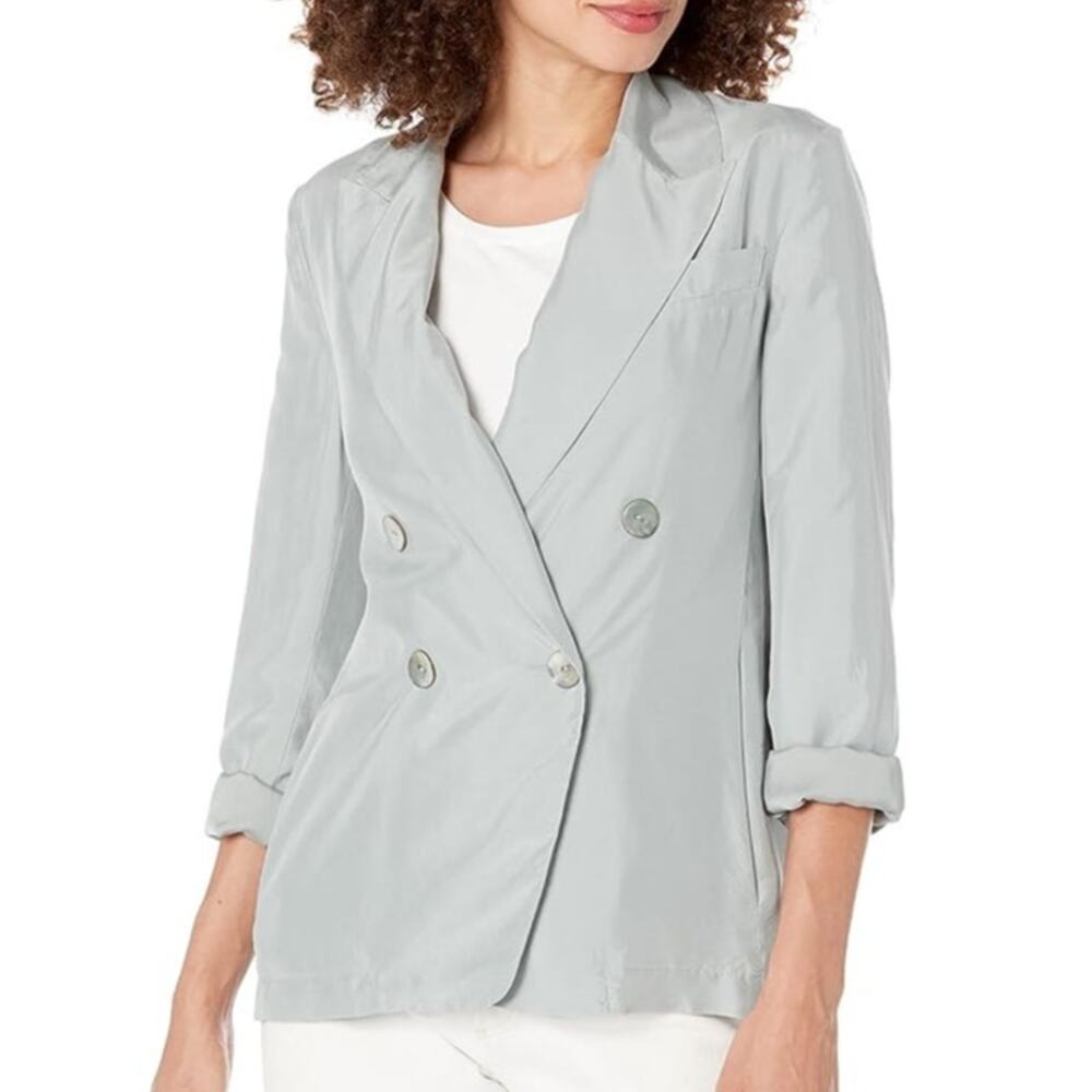 Vince Womens Silk Double Breasted Blazer Size 8 Quiet Luxury Minimalist Designer